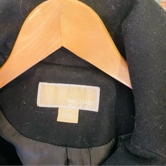 MICHAEL Michael Kors Hooded Wool Blend Peacoat Coat Sz Small Black - Picture 6 of 10